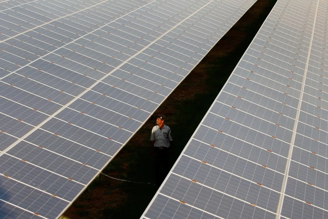 Aerial view of a solar power plant