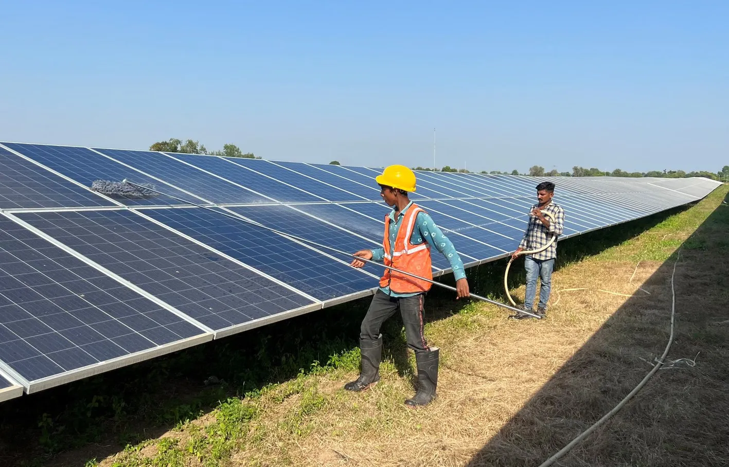 Site engineers at a solar plant
